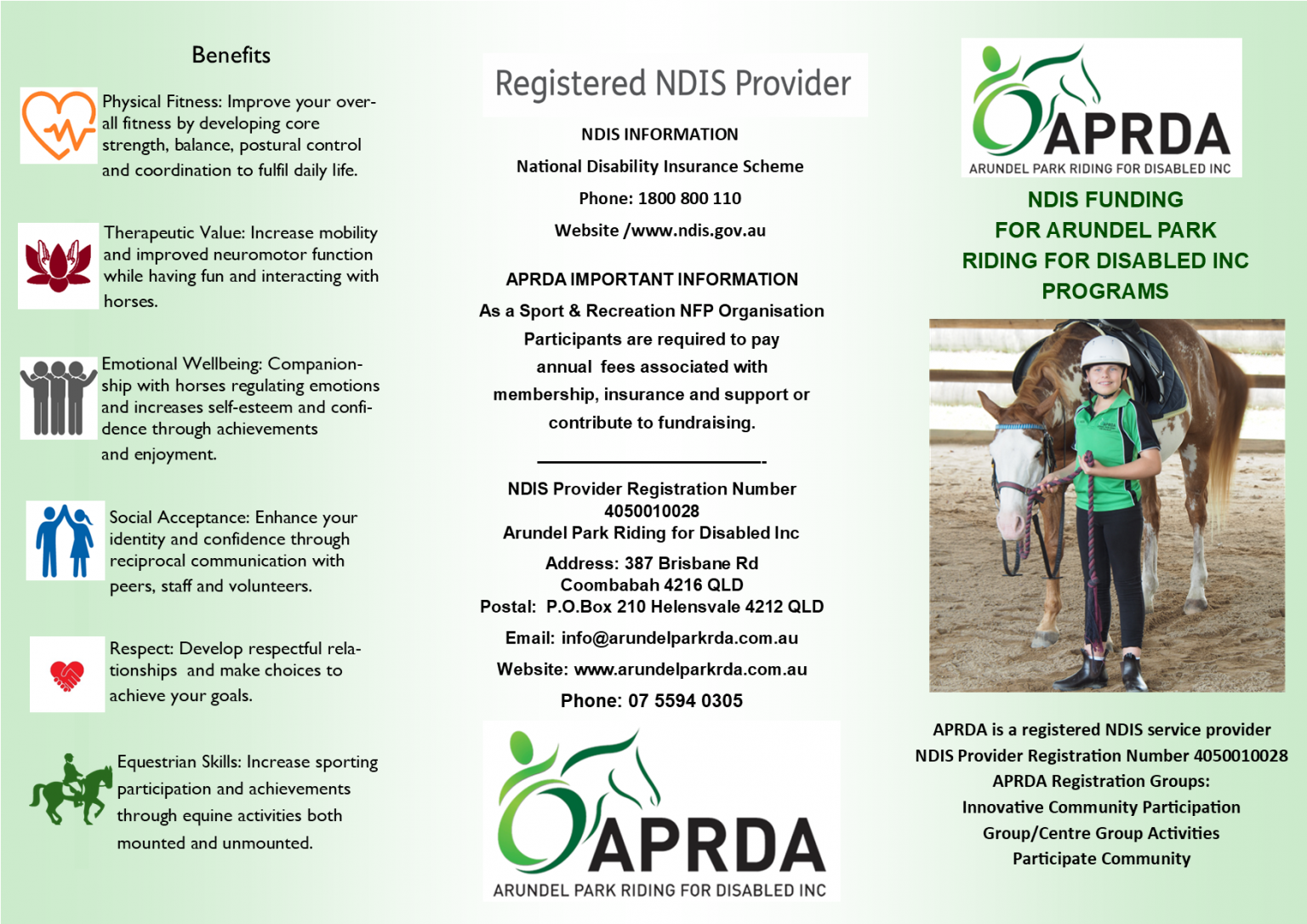NDIS Brochure 2021 Arundel Park Riding for Disabled Inc.